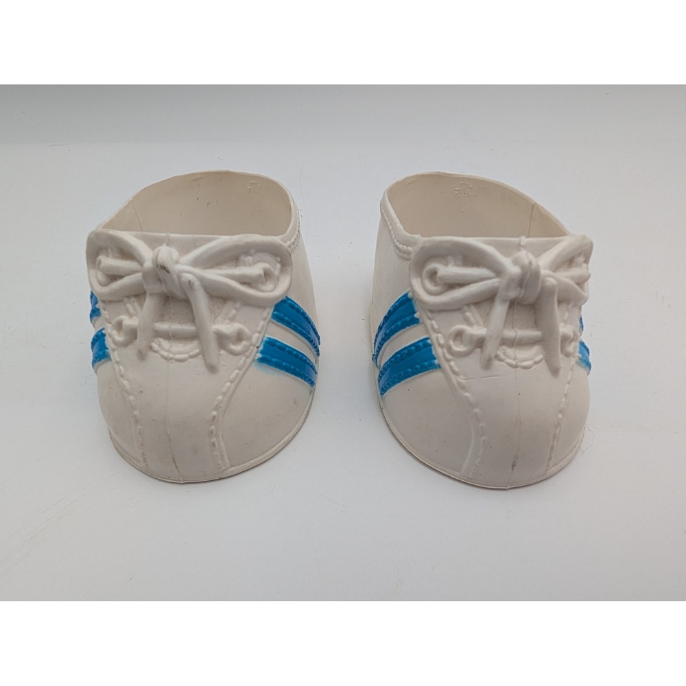 CPK Doll Shoes White Blue Striped Vinyl Sneaker Shoes Cabbage Patch Kids MTC